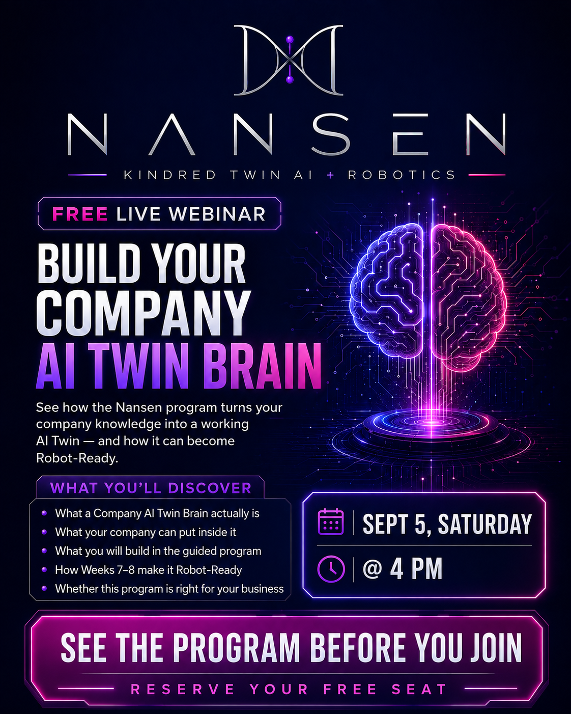Nansen free live webinar: Build Your Company AI Twin Brain. September 5, Saturday, at 4 PM. Reserve your free seat.